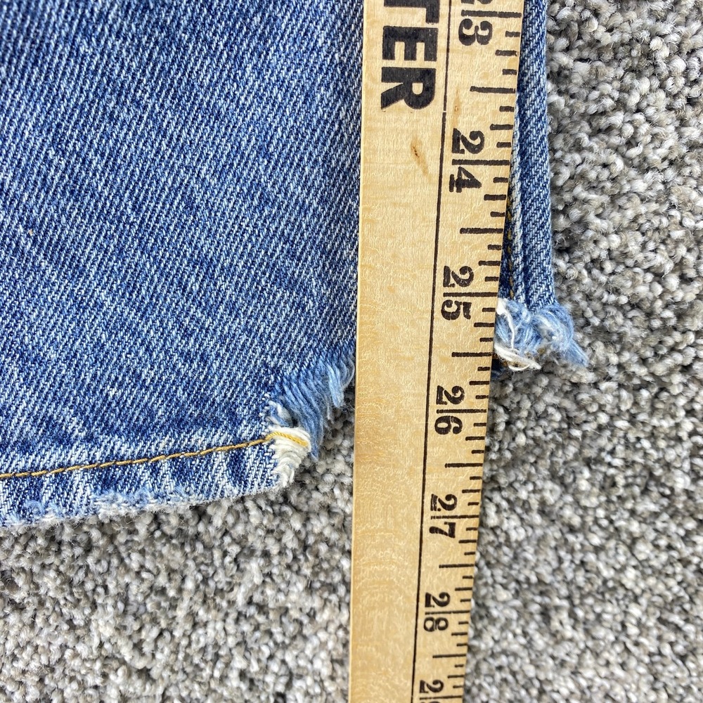 Pacsun Jeans Womens 29 Dark Blue Denim High Rise Straight Distressed Button Fly - Picture 4 of 10